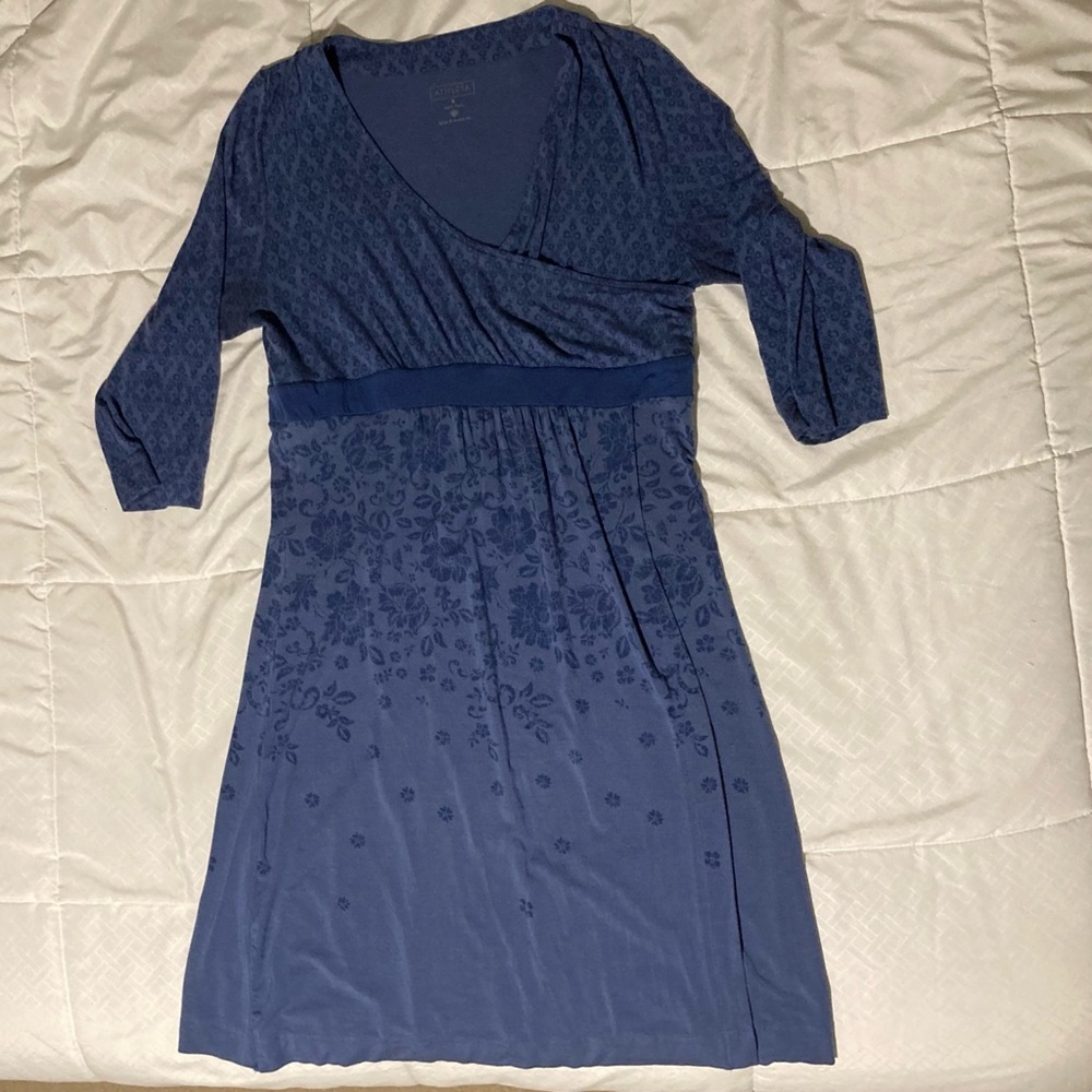 Athleta Faux Wrap Dress 3/4 Sleeves | Size M | flawed| Spring & Summer Casual - Picture 1 of 11